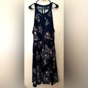 Torrid black floral halter skater dress size 4